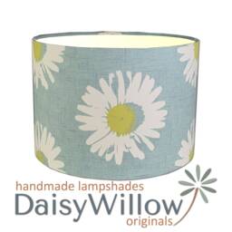 Lampshades in Clarke & Capri Mineral Daisy Blue Fabric Handmade Free Delivery - thumbnail 4