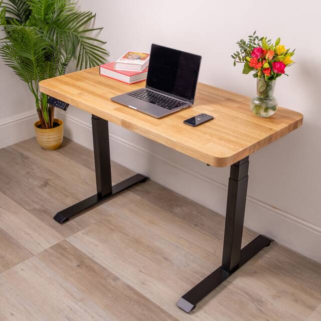 Premium Dual Motor Standing Desk With Solid Oak Wood Custom Desktop - Bespoke Wooden Industrial Office Multiple Colours Available - image 1