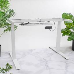 Premium Dual Motor Standing Desk With Solid Oak Wood Custom Desktop - Bespoke Wooden Industrial Office Multiple Colours Available - thumbnail 4