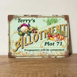 Tin Sign Allotment Gift, Personalised Fathers Day Gift For Dad, Outdoor Wall Art - thumbnail 2