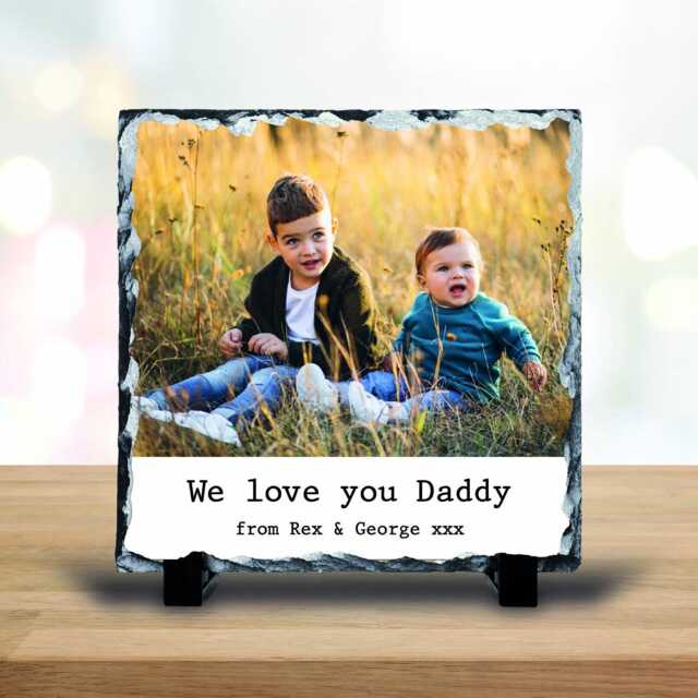 Personalised Photo Stand - Custom Slate Rock Frame Birthday Gift For Him Husband Daddy Sentimental Grandad Uncle Brother - image 1