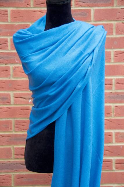 Blue Wool Shawl Wrap Handmade Travel Scarf - image 1