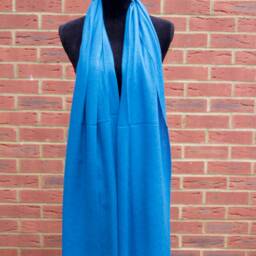 Blue Wool Shawl Wrap Handmade Travel Scarf - thumbnail 3