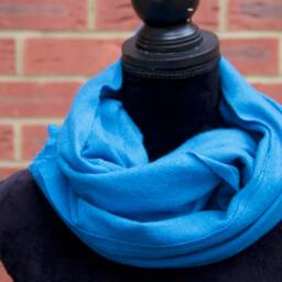 Blue Wool Shawl Wrap Handmade Travel Scarf - thumbnail 2