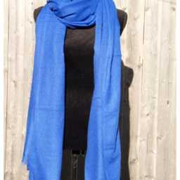 Blue Wool Shawl Wrap Handmade Travel Scarf - thumbnail 4