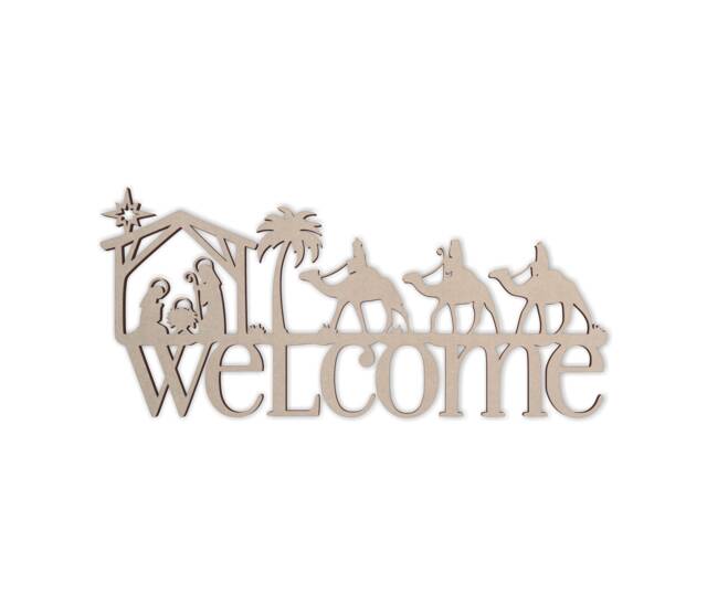 Unfinished Wooden Nativity Welcome Sign Diy Home Decor - image 1