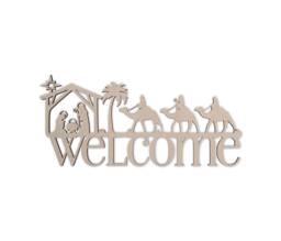 Unfinished Wooden Nativity Welcome Sign Diy Home Decor - thumbnail 1