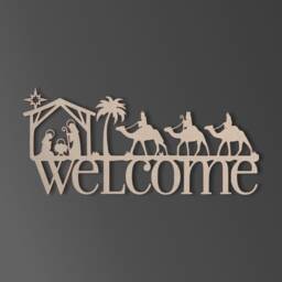 Unfinished Wooden Nativity Welcome Sign Diy Home Decor - thumbnail 2