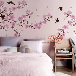 Nursery Wall Decal Cherry Blossom Tree Vinyl Sticker, With Birds-Cherry Art - thumbnail 2