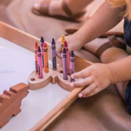 Butterfly Crayon Holders Handmade Wooden Toddler Toy - Set Of 2 - thumbnail 3