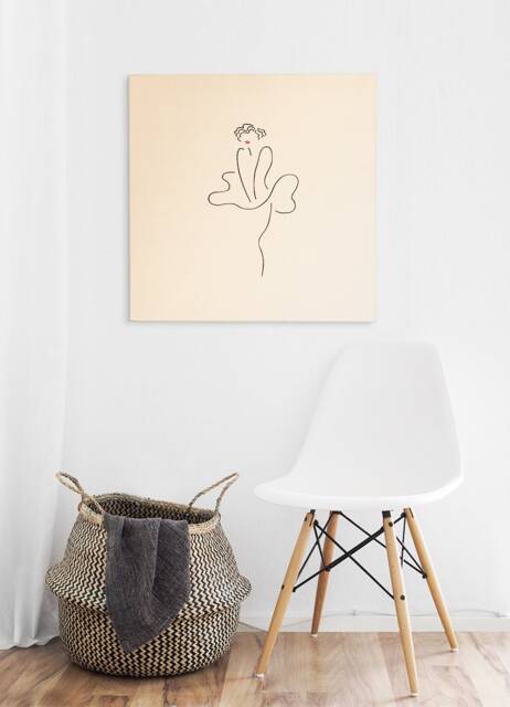 Marilyn Monroe Wall Art Embroidered Canvas Poster Single Line Beige Minimalist Decor Modern Stitching Simple Design - image 1