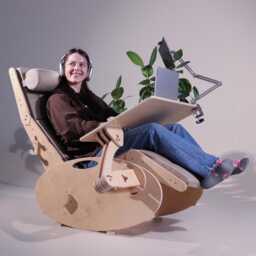 Adjustable Plywood Office Lounge Chair Ergonomic Workstation With Laptop Tray - thumbnail 2