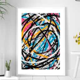 Vibrant Abstract Chaos - Wall Print Art Scribble Colourful Gift Idea Printed Paint Poster A5 A4 A3 Framed Unframed - thumbnail 4