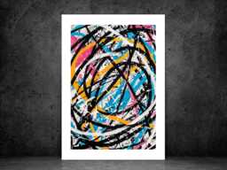 Vibrant Abstract Chaos - Wall Print Art Scribble Colourful Gift Idea Printed Paint Poster A5 A4 A3 Framed Unframed - thumbnail 1
