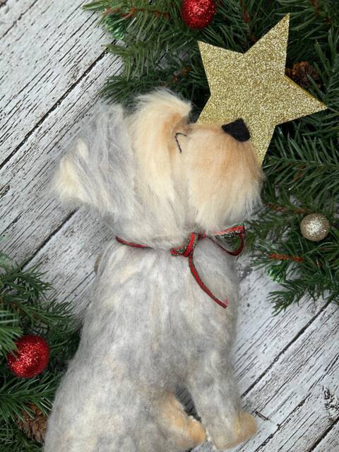 Custom Felt Dog Christmas Tree Topper, Pet Memorial Portrait - image 1