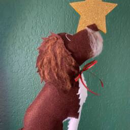 Custom Felt Dog Christmas Tree Topper, Pet Memorial Portrait - thumbnail 2