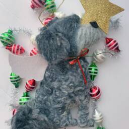 Custom Felt Dog Christmas Tree Topper, Pet Memorial Portrait - thumbnail 3