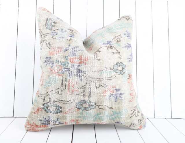 Turkish Kilim Pillow Cover 24x24 Inch Vintage Anatolian Throw - image 1