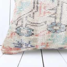 Turkish Kilim Pillow Cover 24x24 Inch Vintage Anatolian Throw - thumbnail 2