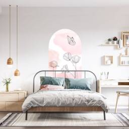 Botanical Watercolor Arch Wall Decal , Removable Flower Home Decor Butterfly Art Nursery Living Room - thumbnail 3