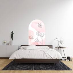 Botanical Watercolor Arch Wall Decal , Removable Flower Home Decor Butterfly Art Nursery Living Room - thumbnail 4
