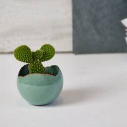 Set Of 2 Medium Turquoise Pottery Handmade Round Planters For Indoor Or Outdoor, Cacti Succulent Planters, New Home Gift - thumbnail 3