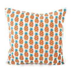 Cushion Cover 40 X cm, White Fabric Printed With Pineapple, Green Red Orange, Interior Decoration, Trendy, Exotic, Tropical, Fruits - thumbnail 2