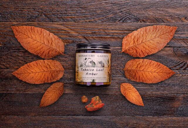 Natural Scented Soy Tobacco Leaf & Amber Vegan Candles, 4 Oz, Boyfriend Gift, Gift For Him - image 1