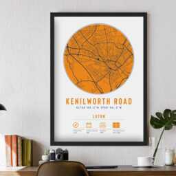 Luton Town Fc Kenilworth Road Minimalist Map Prints & Frames - The Hatters F.c. Gift Decor Dad Memorabilia Granddad Uncle Brother Football - thumbnail 2