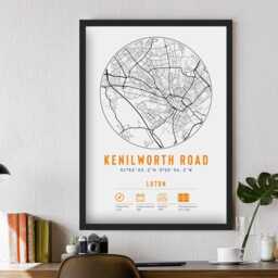 Luton Town Fc Kenilworth Road Minimalist Map Prints & Frames - The Hatters F.c. Gift Decor Dad Memorabilia Granddad Uncle Brother Football - thumbnail 3
