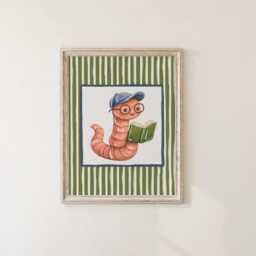 Book Worm - Bright Boys Room Toddler Poster Playroom Print Modern Toddler Decor - thumbnail 3