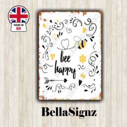Bee Happy Metal Sign Honey Decor, Garden Shed Art - thumbnail 1