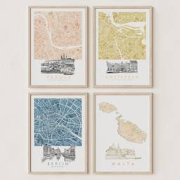Berlin Map Hand Painted Watercolor Print Germany City Block Plan - Art Print Anniversary Wedding Graduation Gift European Travel - thumbnail 4