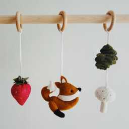 Woodland Baby Gym Hanging Toys Felt Fox, Mushroom, Strawberry