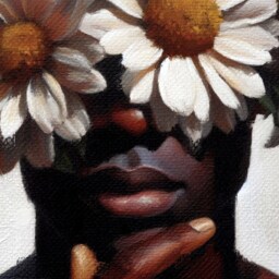Black Man Art Print Floral Portrait, Fine Paper - Frame Not Included - thumbnail 2