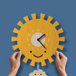 Sun Pendulum Clock - Kids Room Decor Gift For Newborns Nursery Silent Cute Design Made in Usa - thumbnail 2