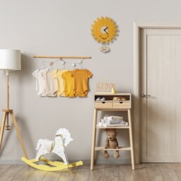 Sun Pendulum Clock - Kids Room Decor Gift For Newborns Nursery Silent Cute Design Made in Usa - thumbnail 3