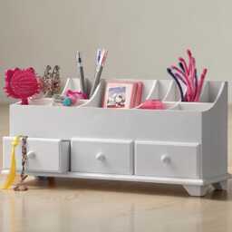Wooden Desk Organizer Multi-Purpose Cosmetic Storage Box With Drawers & Compartments - thumbnail 1