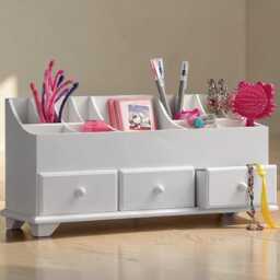Wooden Desk Organizer Multi-Purpose Cosmetic Storage Box With Drawers & Compartments - thumbnail 3