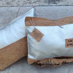 Sofa Cushion Cover Made With Vegan Leather, Natural Christmas Ideas, Silver Decorative Pillow, Portuguese Cork Leather Throw Pillow - thumbnail 3
