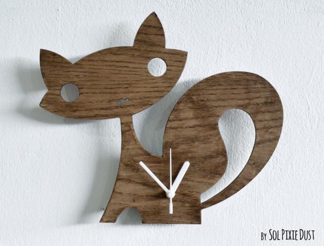 Fox Kids Cartoon Silhouette - Wooden Wall Clock - image 1