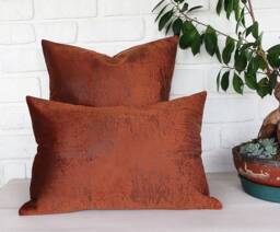 Terracotta Velvet Pillow Cover - Rustic Bohemian Throw Cushion - thumbnail 1