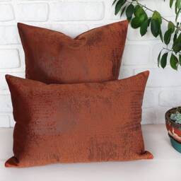 Terracotta Velvet Pillow Cover - Rustic Bohemian Throw Cushion - thumbnail 2