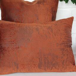 Terracotta Velvet Pillow Cover - Rustic Bohemian Throw Cushion - thumbnail 3