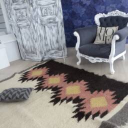 Handwoven Wool Rug Scandinavian Flower Print, 75x87 - thumbnail 2