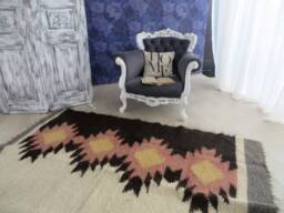 Handwoven Wool Rug Scandinavian Flower Print, 75x87 - thumbnail 1