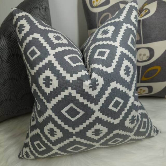 John Lewis Nazca Steel Grey Cotton Fabric Cushion Cover - Decorative Throw Pillowcase Home Decor - image 1