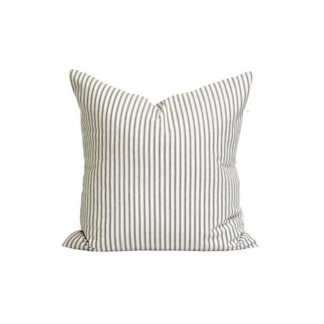 Charcoal Ticking Stripe Pillow, Gray Cream Ticking, Farmhouse Pillow Cover For 20x20 18x18 All Sizes - image 1