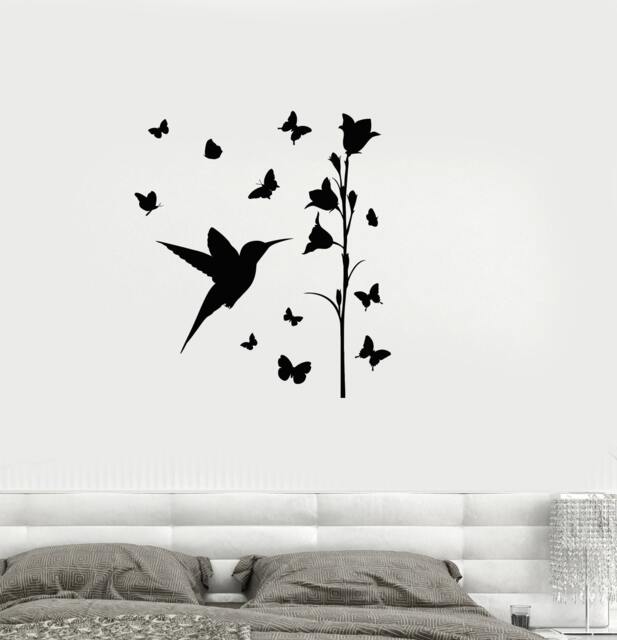 Wall Vinyl Decal Hummingbird Colibri Nectar Flowers Symbol Of Joy & Courage Modern Ethnic Decor - #1088Di - image 1