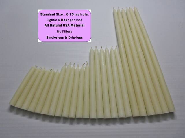 Light Ivory Beeswax Taper Candles, All Natural Pure Beeswax, 100% Cotton Wicks, Unscented, Smokeless, Drip-Less